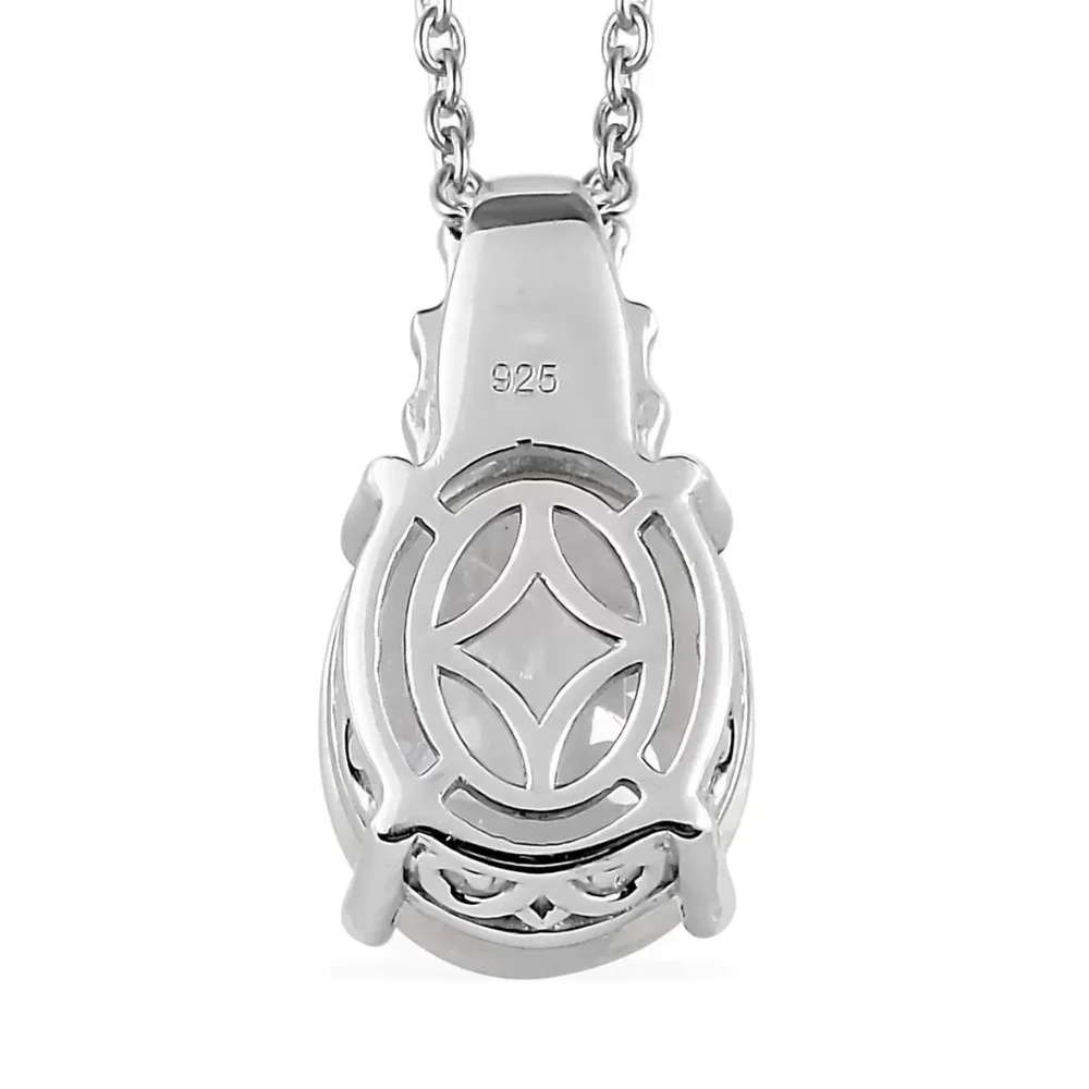 🔥PRICE DROP🔥NWT MOONSTONE & DIAMOND PLATINUM STERLING SILVER PENDANT NECKLACE - Picture 5 of 6